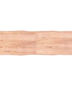 vidaXL Tablero mesa madera tratada borde natural marrón 200x60x(2-4)cm