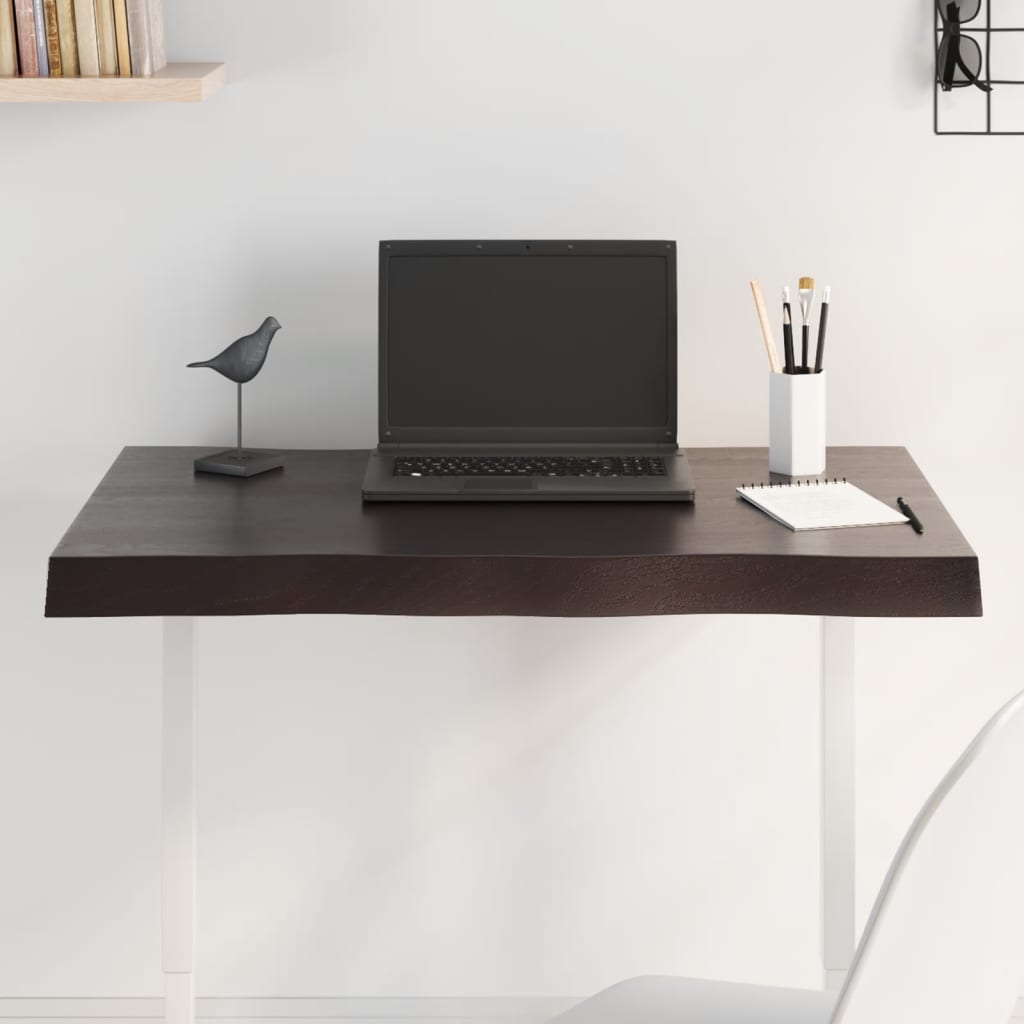 vidaXL Tablero mesa madera tratada borde vivo marrón 80x50x(2-6) cm