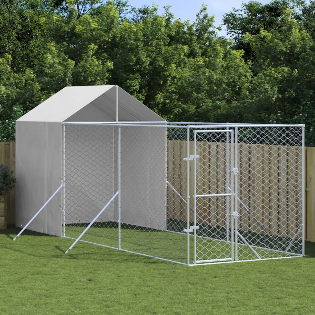 vidaXL Perrera de exterior con toldo acero galvanizado plata 2x6x2,5 m
