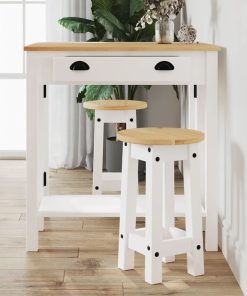 vidaXL Taburetes altos de cocina 2 uds madera maciza de pino blanco