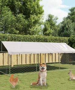 vidaXL Perrera de exterior con tejado 400x200x150 cm