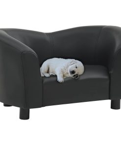 vidaXL Sofá para perros cuero sintético negro 67x41x39 cm
