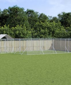 vidaXL Perrera de exterior con toldo acero galvanizado plata 10x6x2,5m