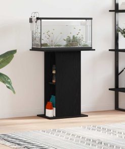 vidaXL Soporte para acuario de madera de roble negro 60,5x36x72,5 cm