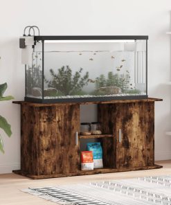 vidaXL Soporte de acuario madera ingeniería roble ahumado 121x41x58 cm