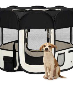 vidaXL Parque de perros plegable bolsa de transporte negro 90x90x58 cm