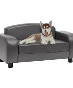 vidaXL Sofá para perros cuero sintético gris 80x50x40 cm