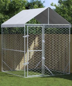 vidaXL Perrera de exterior con toldo acero galvanizado plata 2x2x2,5 m