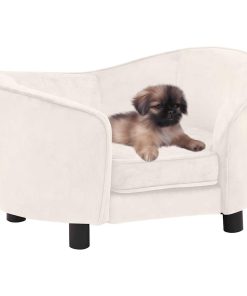 vidaXL Sofá para perros felpa crema 69x49x40 cm