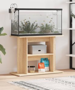 vidaXL Soporte para acuario madera ingeniería roble Sonoma 80x35x60 cm