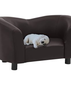 vidaXL Sofá para perros cuero sintético marrón 67x41x39 cm