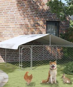 vidaXL Perrera de exterior con tejado 300x300x150 cm