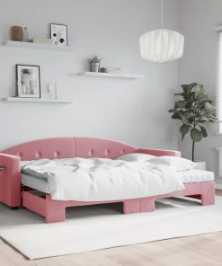 vidaXL Tagesbett Ausziehbar mit Matratzen Rosa 80x200 cm Samt