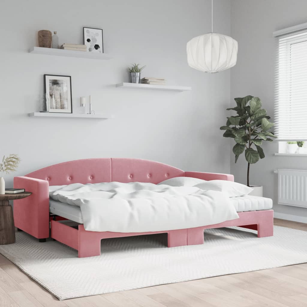 vidaXL Tagesbett Ausziehbar mit Matratzen Rosa 80x200 cm Samt