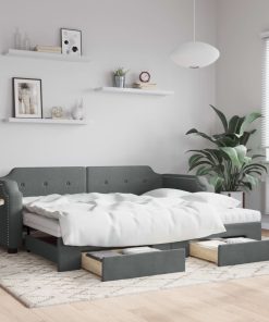 vidaXL Tagesbett Ausziehbar mit Schubladen Dunkelgrau 80x200 cm Stoff