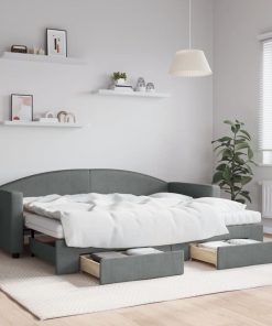 vidaXL Tagesbett Ausziehbar mit Schubladen Dunkelgrau 80x200 cm Stoff