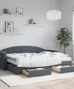 vidaXL Tagesbett Ausziehbar mit Schubladen Dunkelgrau 80x200 cm Samt