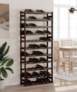 vidaXL Weinregal für 77 Flaschen Schwarz Massivholz Kiefer