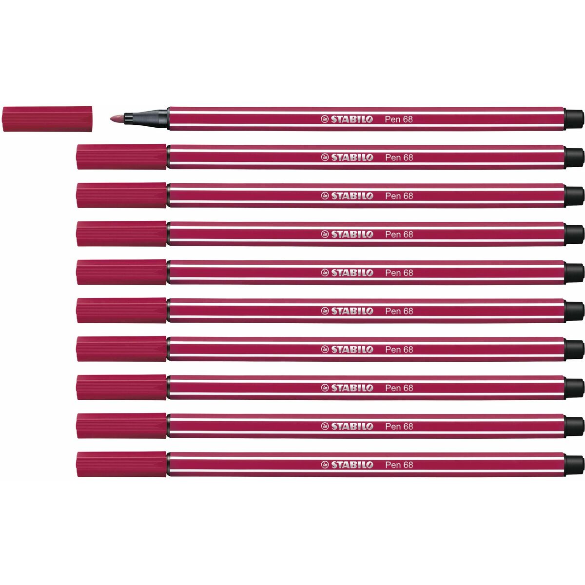 Pennarelli Stabilo Pen 68 Rosso Scuro (10 Pezzi)