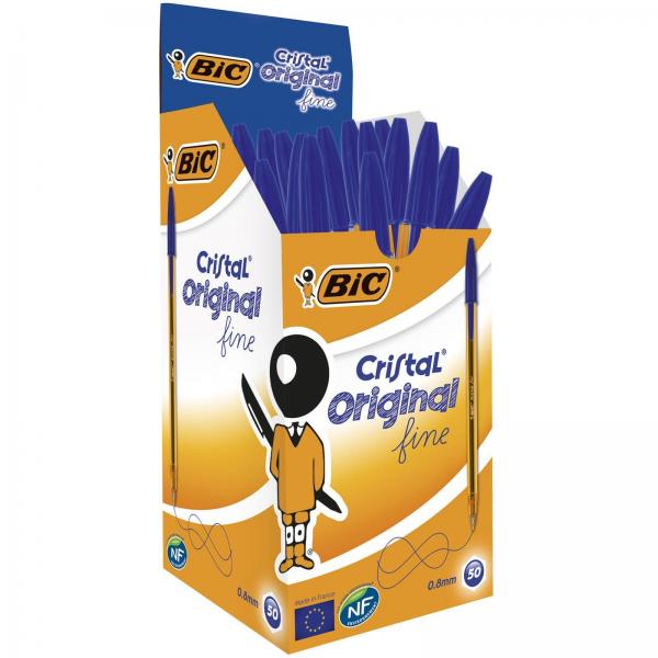 Penna Bic Cristal Fine Azzurro 0,3 mm 50 Pezzi