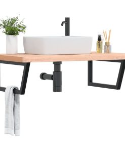 vidaXL Waschbeckenregal Wandmontage Stahl und Massivholz Buche