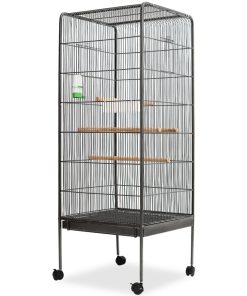vidaXL Vogelkäfig Schwarz 54x54x146 cm Stahl