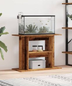 vidaXL Soporte para acuario madera ingeniería envejecida 80x35x60 cm