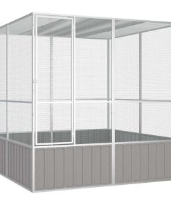vidaXL Vogelkäfig Grau 213,5x217,5x211,5 cm Verzinkter Stahl