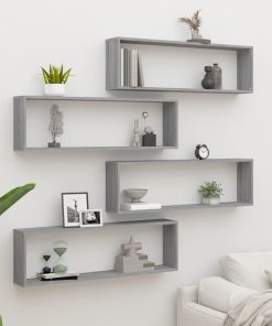 vidaXL Wandregale 4 Stk. Grau Sonoma 100x15x30 cm Holzwerkstoff