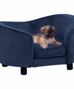vidaXL Sofá para perros felpa azul 69x49x40 cm