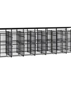 vidaXL Outdoor-Hundezwinger mit Dach Stahl 12,9 m²