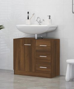 vidaXL Waschbeckenschrank Braun Eichen-Optik 63x30x54 cm Holzwerkstoff