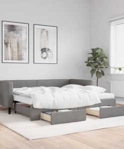 vidaXL Tagesbett Ausziehbar mit Schubladen Dunkelgrau 90x190 cm Stoff
