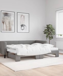 vidaXL Tagesbett Ausziehbar mit Matratzen Dunkelgrau 90x190 cm Stoff
