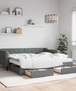 vidaXL Tagesbett Ausziehbar mit Schubladen Dunkelgrau 90x190 cm Stoff