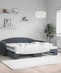 vidaXL Tagesbett Ausziehbar mit Matratzen Dunkelgrau 90x190 cm Samt