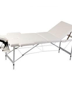 Massagetisch mit Aluminiumrahmen, faltbar 3 Zonen Creme-Weiß