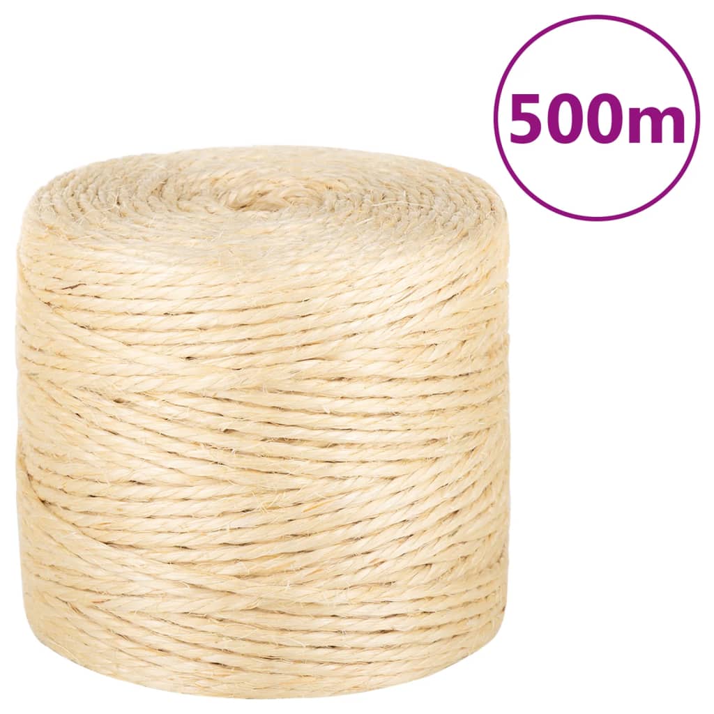 vidaXL Cuerda 100% sisal 4 mm 500 m