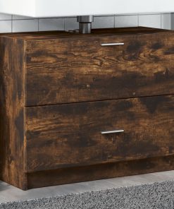 vidaXL Waschbeckenunterschrank Räuchereiche 78x37x59 cm Holzwerkstoff