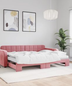 vidaXL Tagesbett Ausziehbar mit Matratzen Rosa 80x200 cm Samt