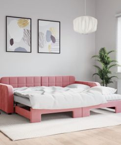 vidaXL Tagesbett Ausziehbar mit Matratzen Rosa 90x200 cm Samt