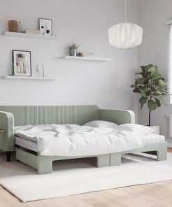 vidaXL Tagesbett Ausziehbar mit Matratzen Hellgrau 100x200 cm Samt