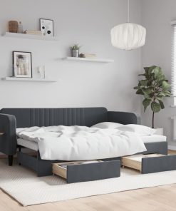 vidaXL Tagesbett Ausziehbar mit Schubladen Dunkelgrau 80x200 cm Samt