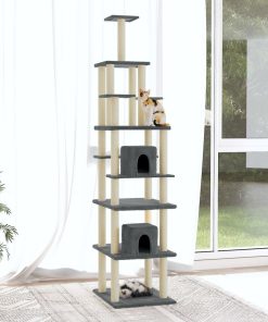 vidaXL Kratzbaum mit Sisal-Kratzsäulen Dunkelgrau 216 cm
