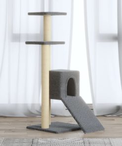 vidaXL Kratzbaum mit Sisal-Kratzsäulen Hellgrau 92 cm