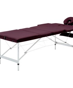 vidaXL Massagetisch Klappbar 3 Zonen Aluminium Dunkellila
