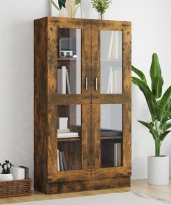 vidaXL Vitrinenschrank Räuchereiche 82,5x30,5x150 cm Holzwerkstoff