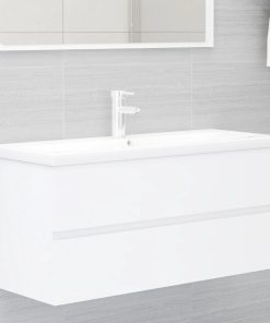 vidaXL Waschbeckenunterschrank Weiß 100x38,5x45 cm Holzwerkstoff