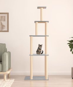 vidaXL Kratzbaum mit Sisal-Kratzsäulen Hellgrau 183 cm