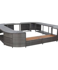 vidaXL Whirlpool-Umrandung Quadratisch Grau 268x268x55 cm Poly Rattan